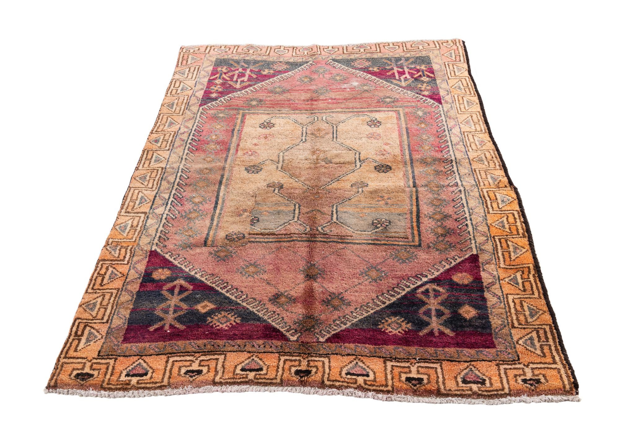 4' 9 x 5' 10 Hand Knotted Ultra Vintage Persian Wool Rug