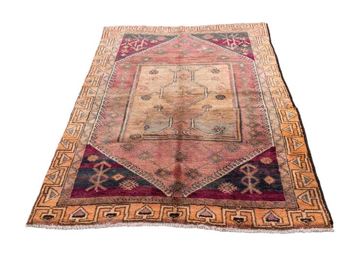 Detail image of 4' 9 x 5' 10 Hand Knotted Ultra Vintage Persian Wool Rug