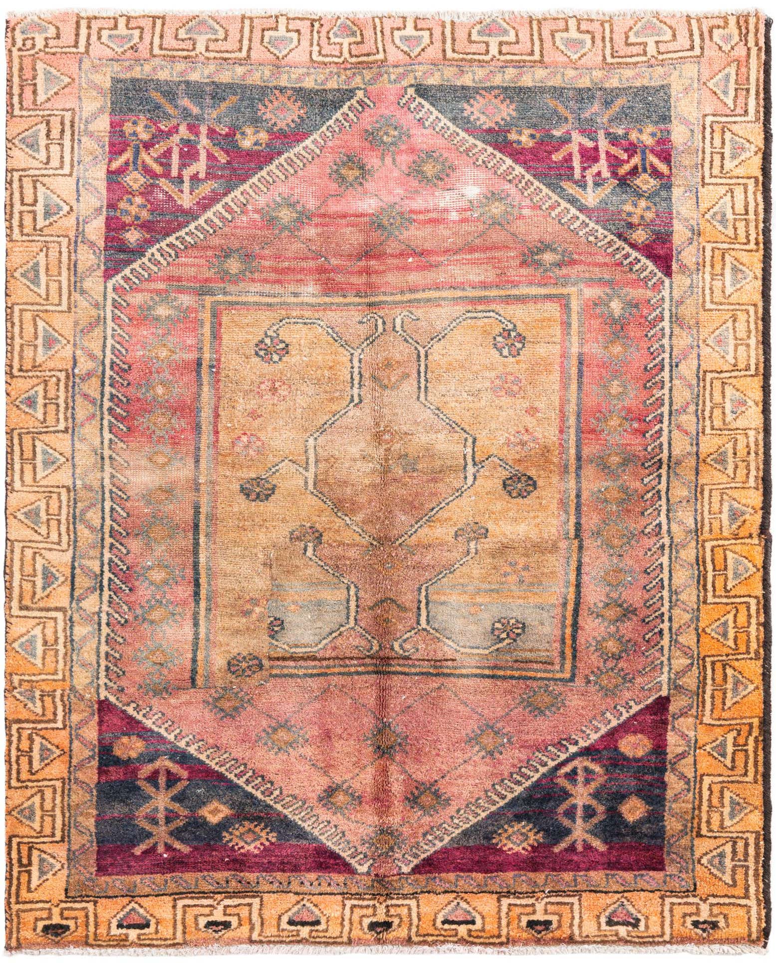 4' 9 x 5' 10 Hand Knotted Ultra Vintage Persian Wool Rug