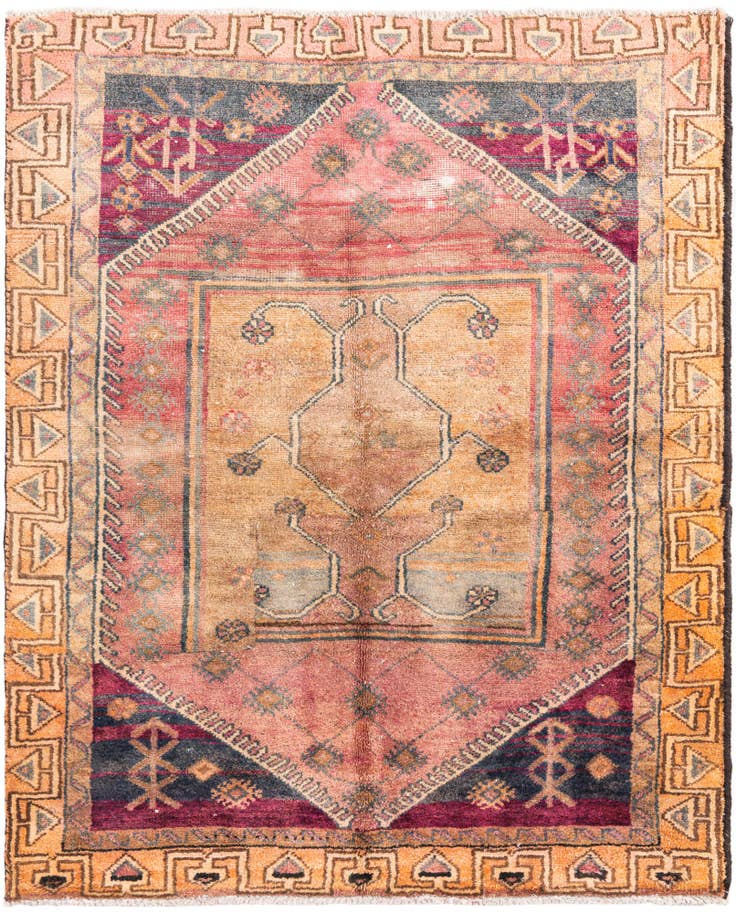 Detail image of 4' 9 x 5' 10 Hand Knotted Ultra Vintage Persian Wool Rug