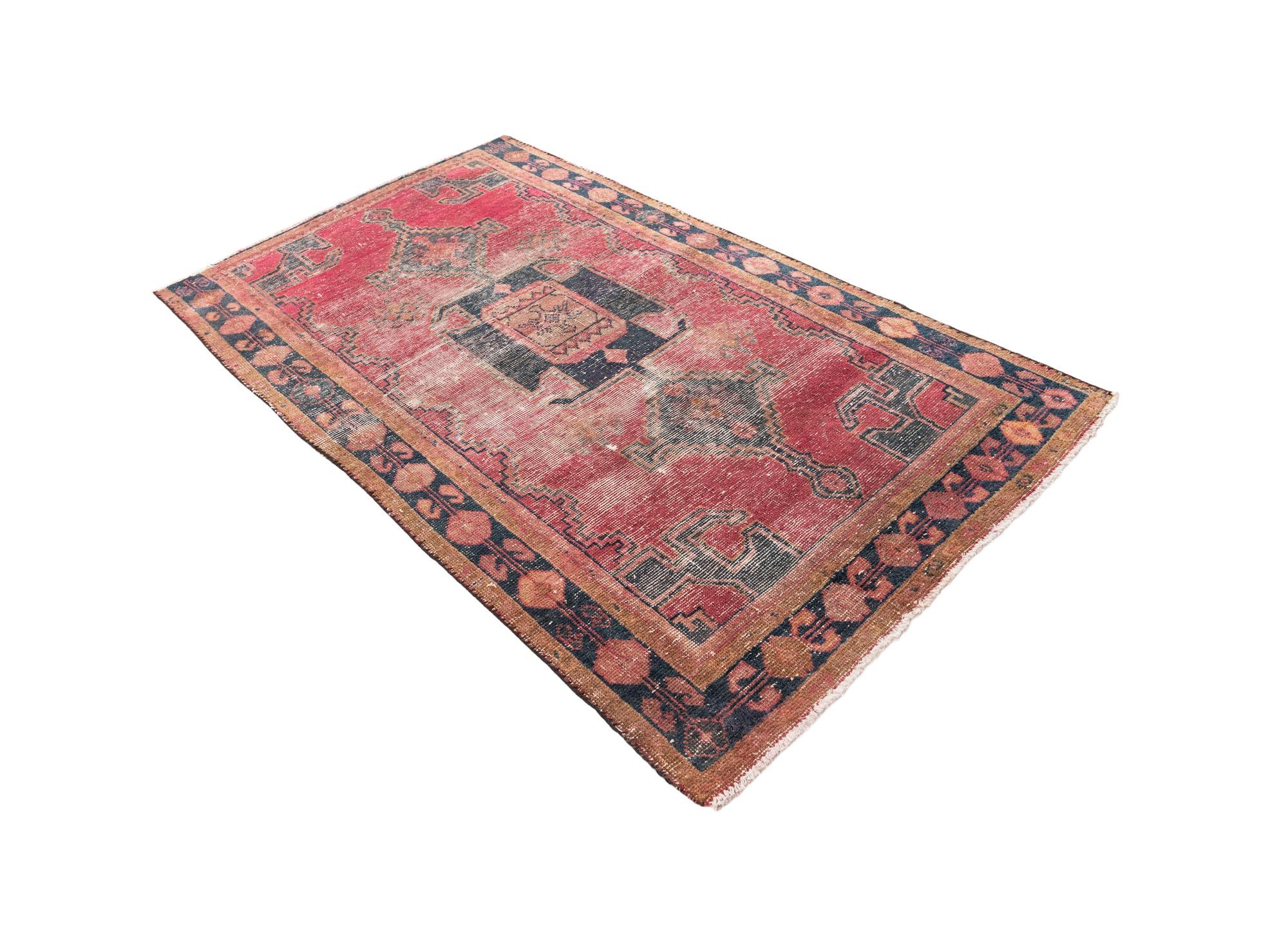 4' x 6' 10 Hand Knotted Ultra Vintage Persian Wool Rug
