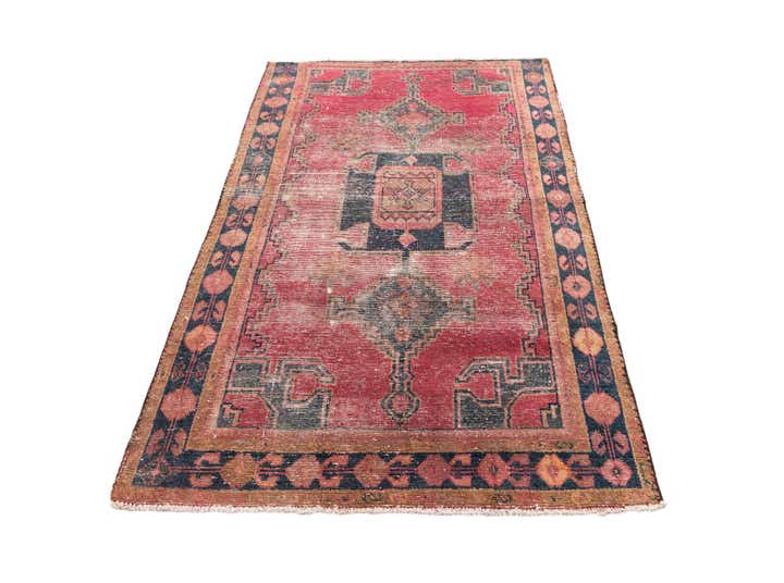 4' x 6' 10 Hand Knotted Ultra Vintage Persian Wool Rug