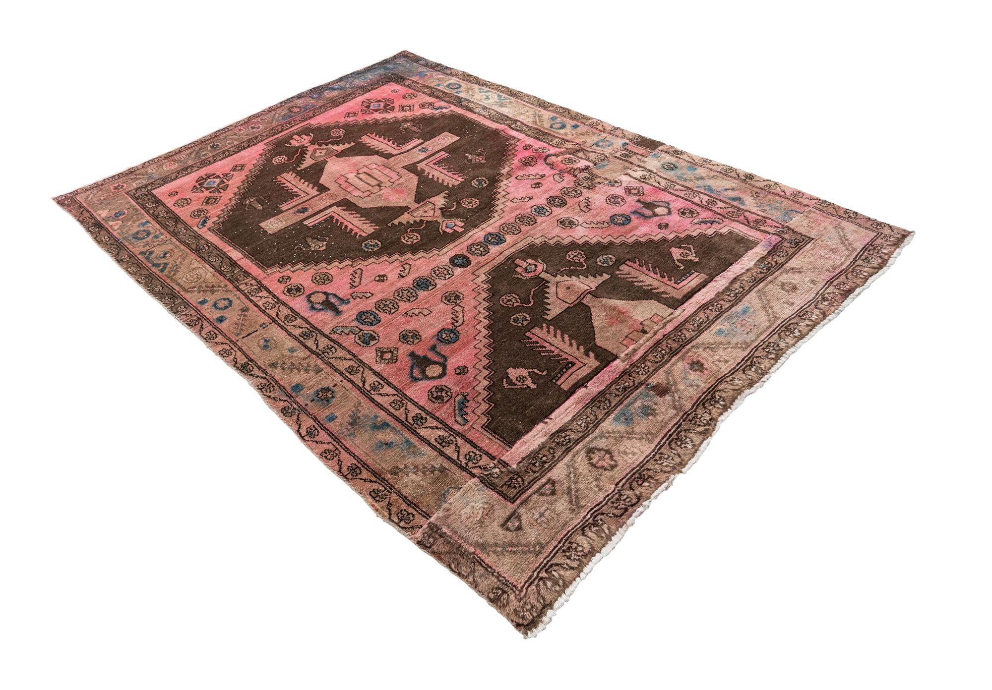5' 2 x 7' 4 Hand Knotted Ultra Vintage Persian Wool Rug