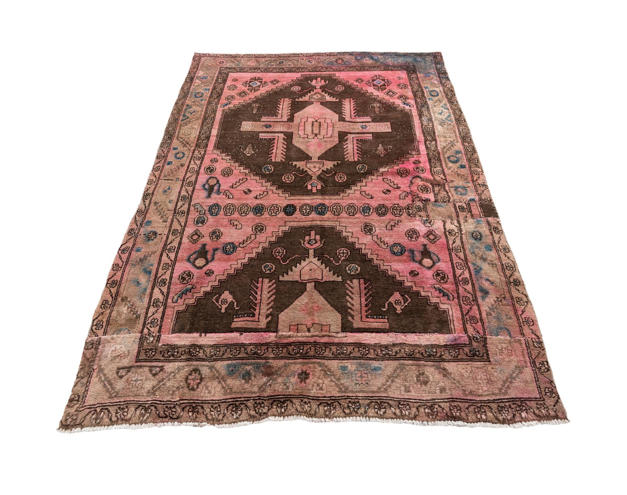 5' 2 x 7' 4 Hand Knotted Ultra Vintage Persian Wool Rug