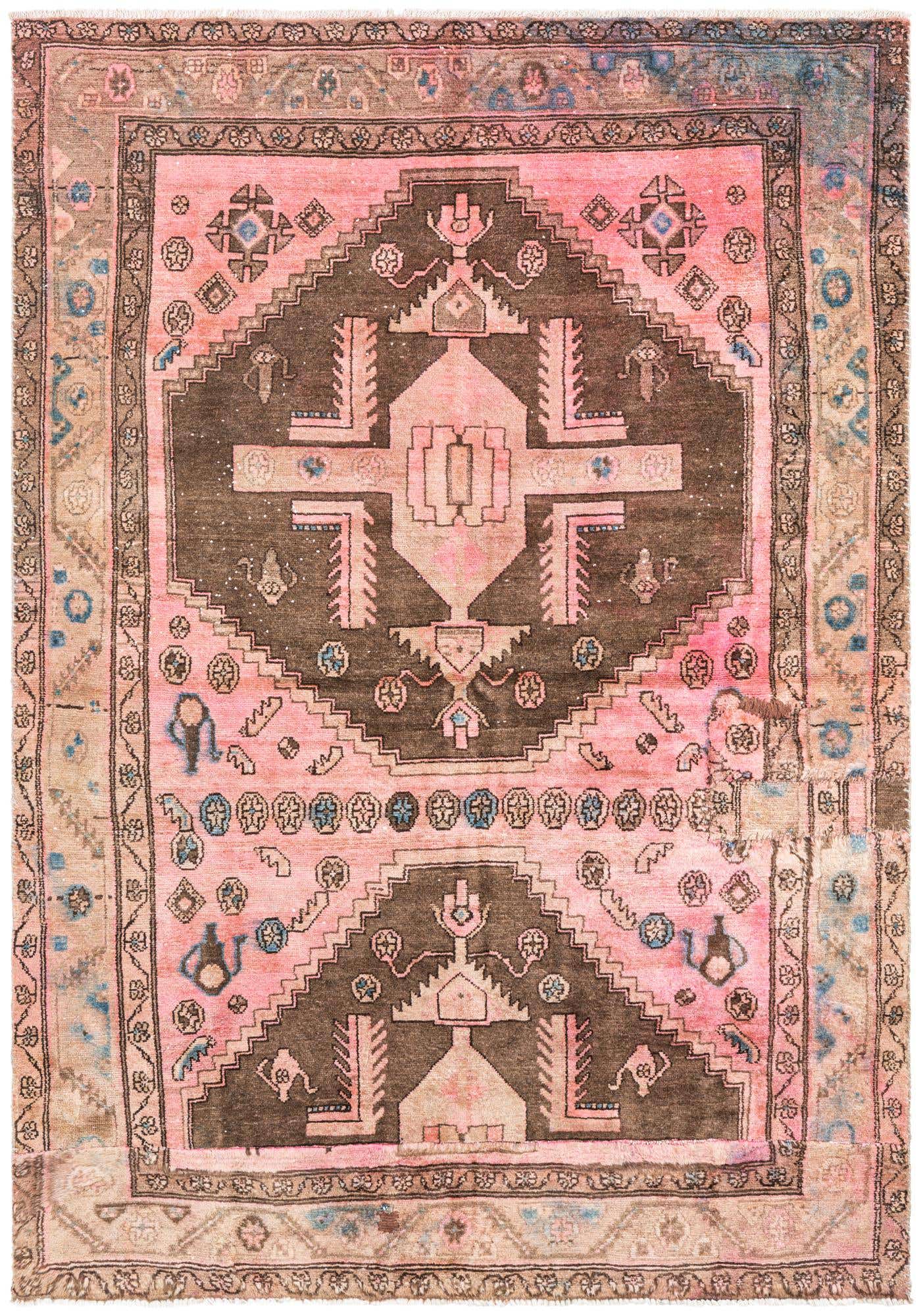 5' 2 x 7' 4 Hand Knotted Ultra Vintage Persian Wool Rug