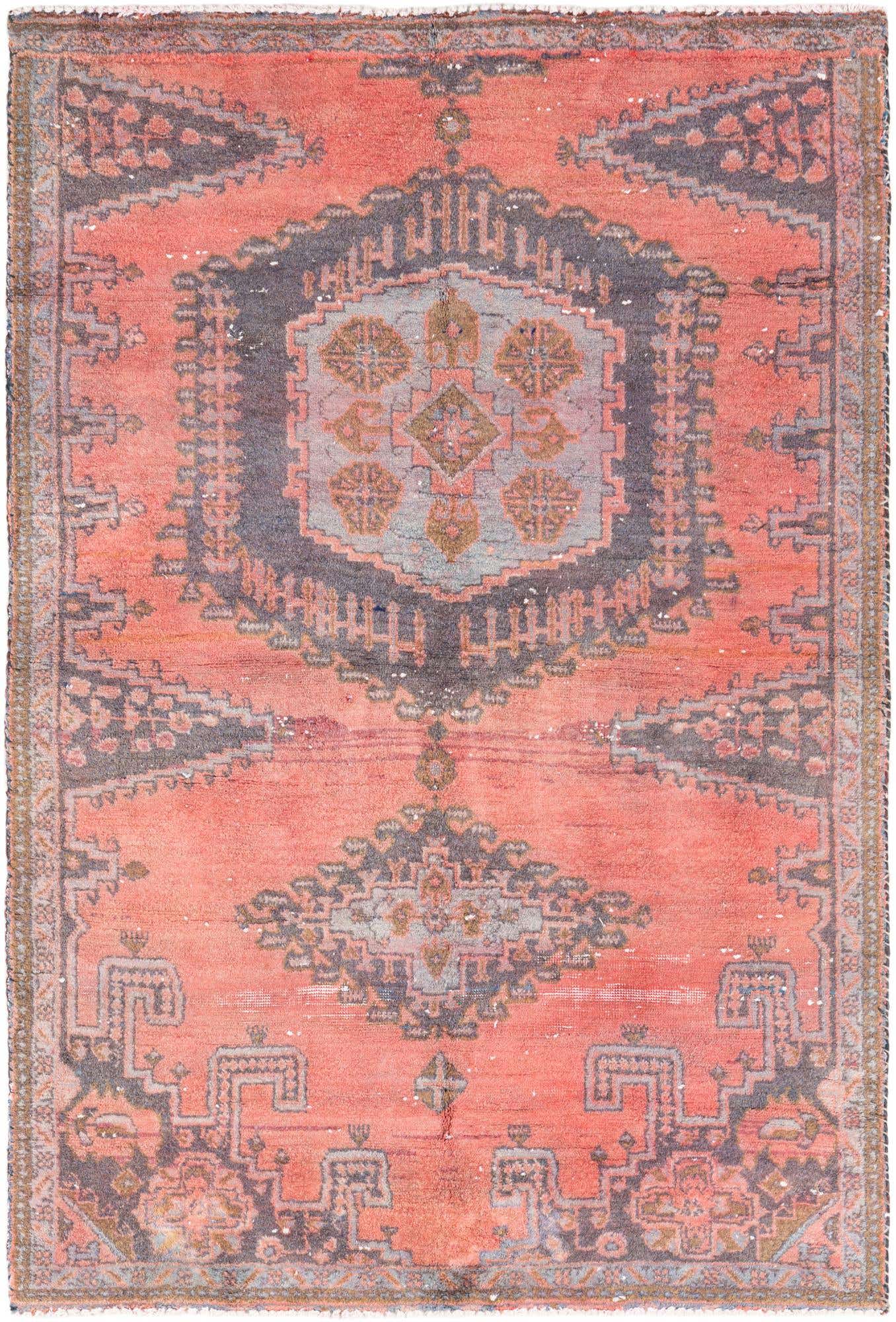 4' x 6' Hand Knotted Ultra Vintage Persian Wool Rug