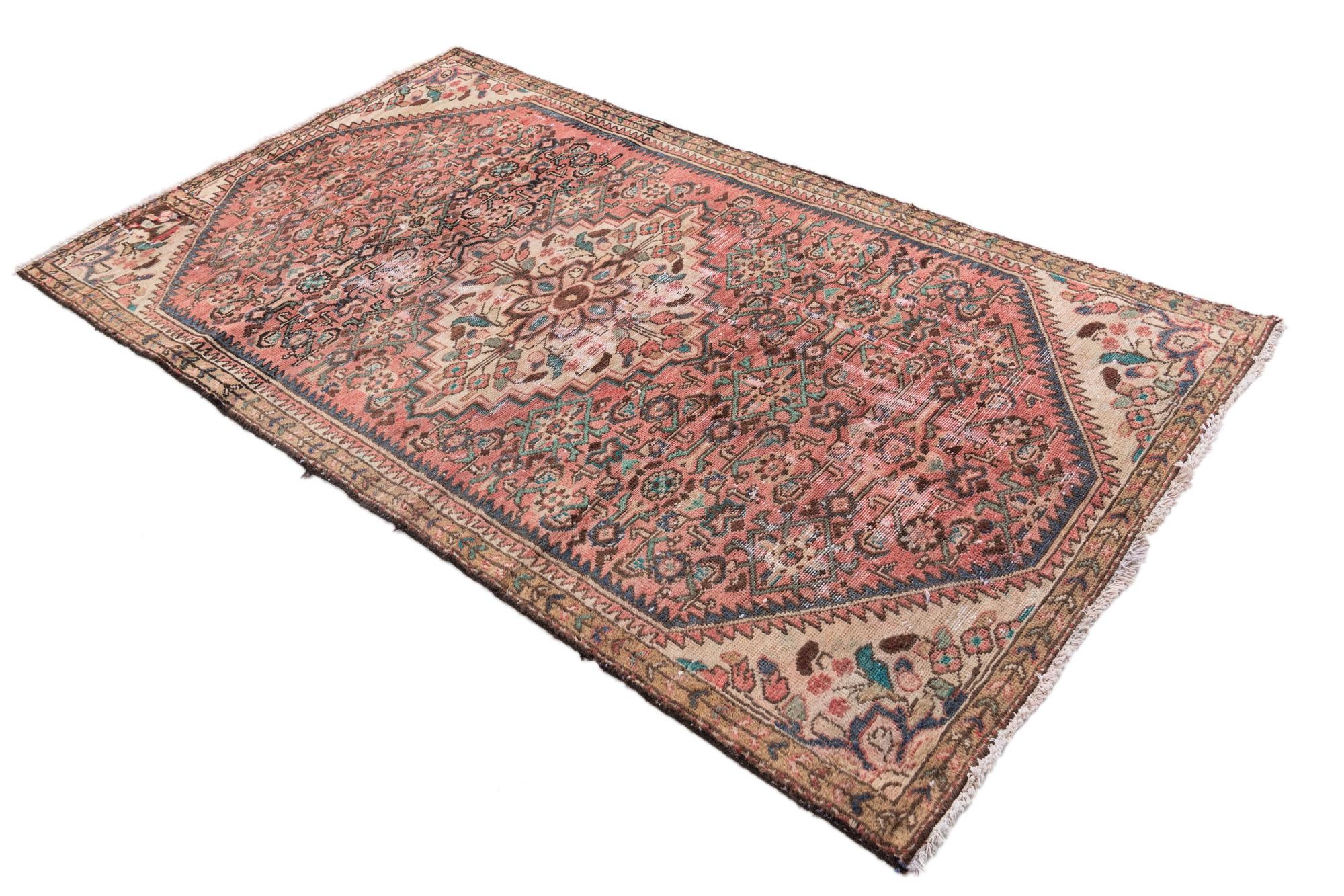 3' 7 x 6' 5 Hand Knotted Ultra Vintage Persian Wool Rug