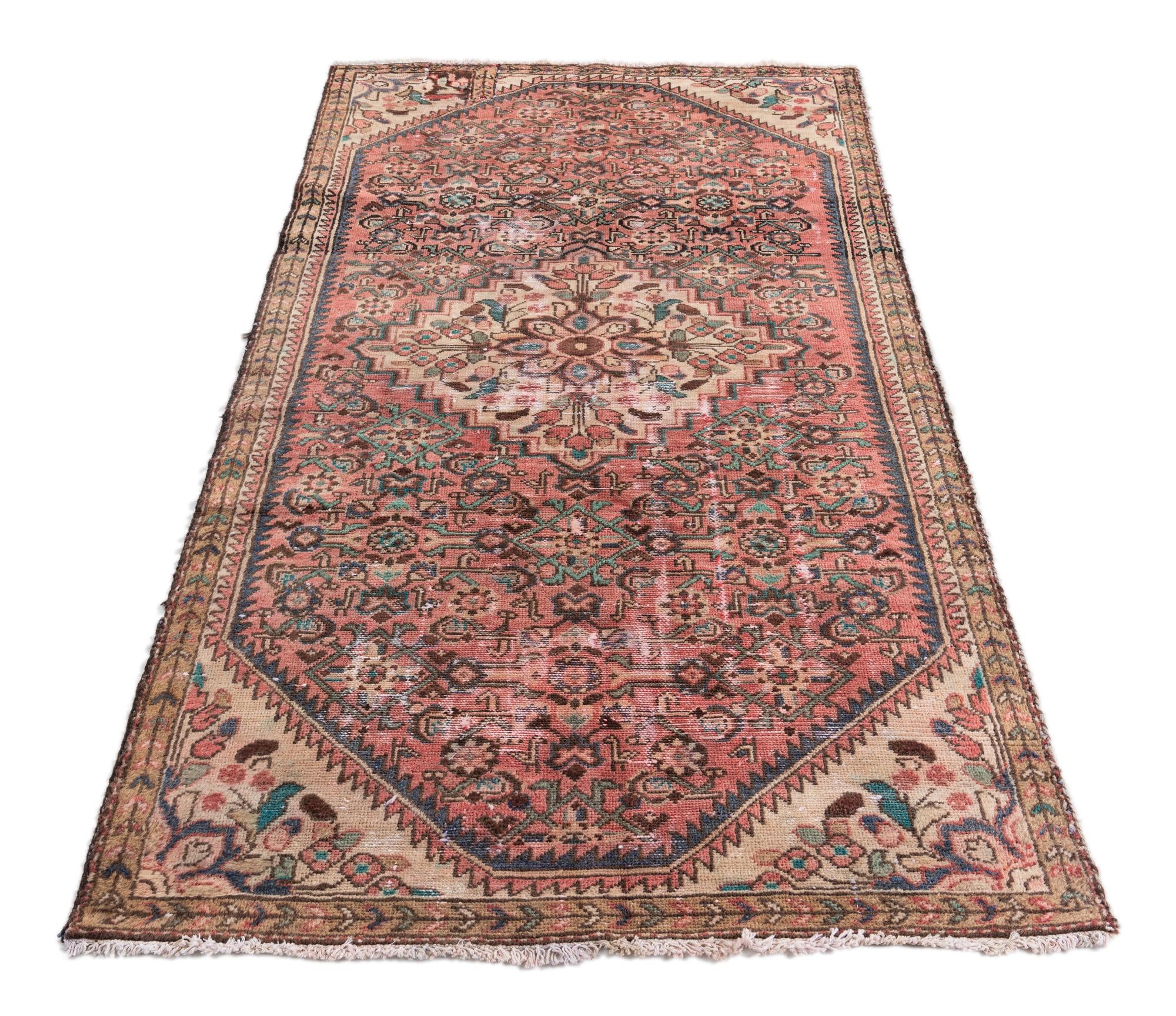 3' 7 x 6' 5 Hand Knotted Ultra Vintage Persian Wool Rug