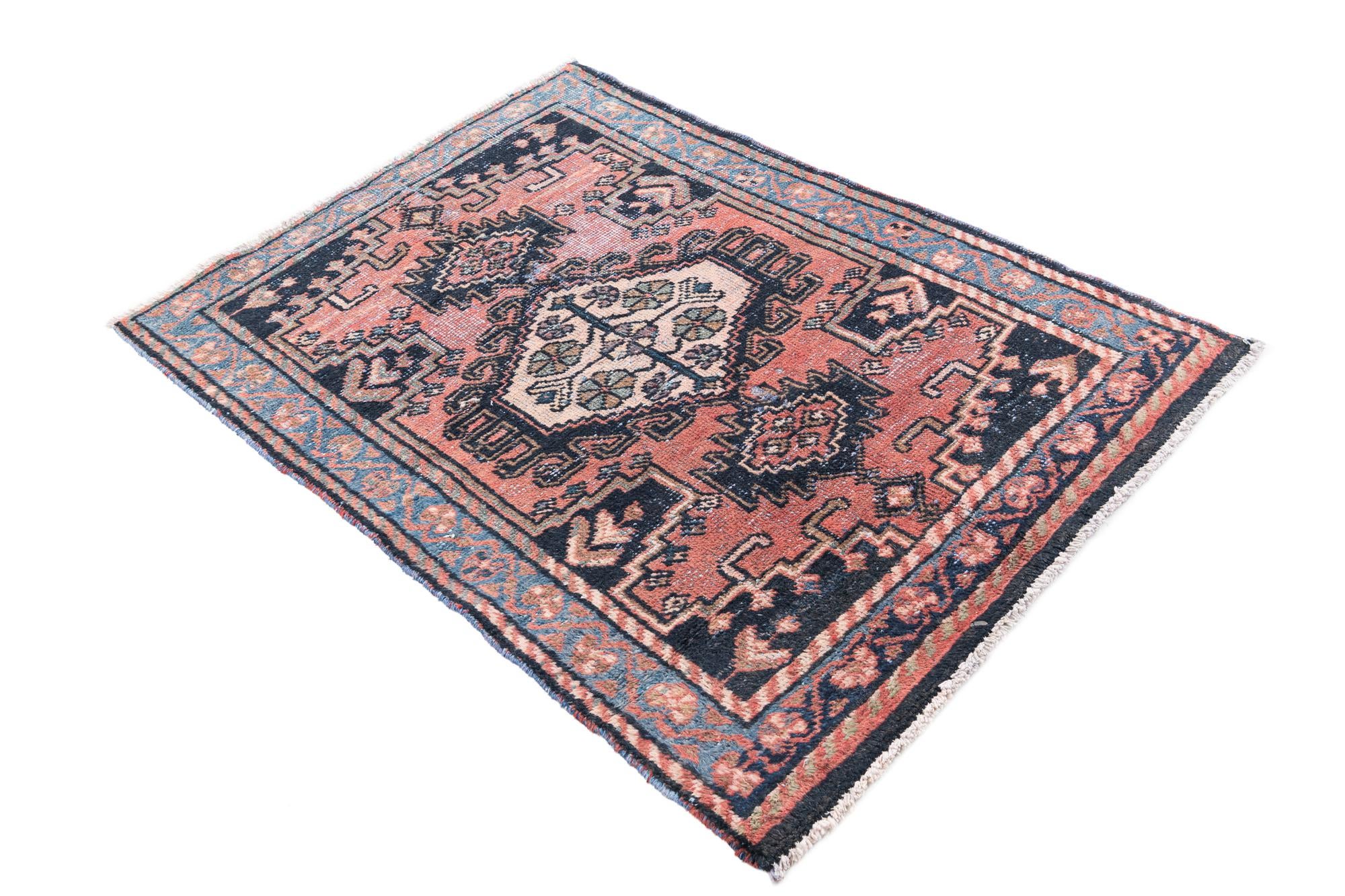 3' 4 x 4' 8 Hand Knotted Ultra Vintage Persian Wool Rug