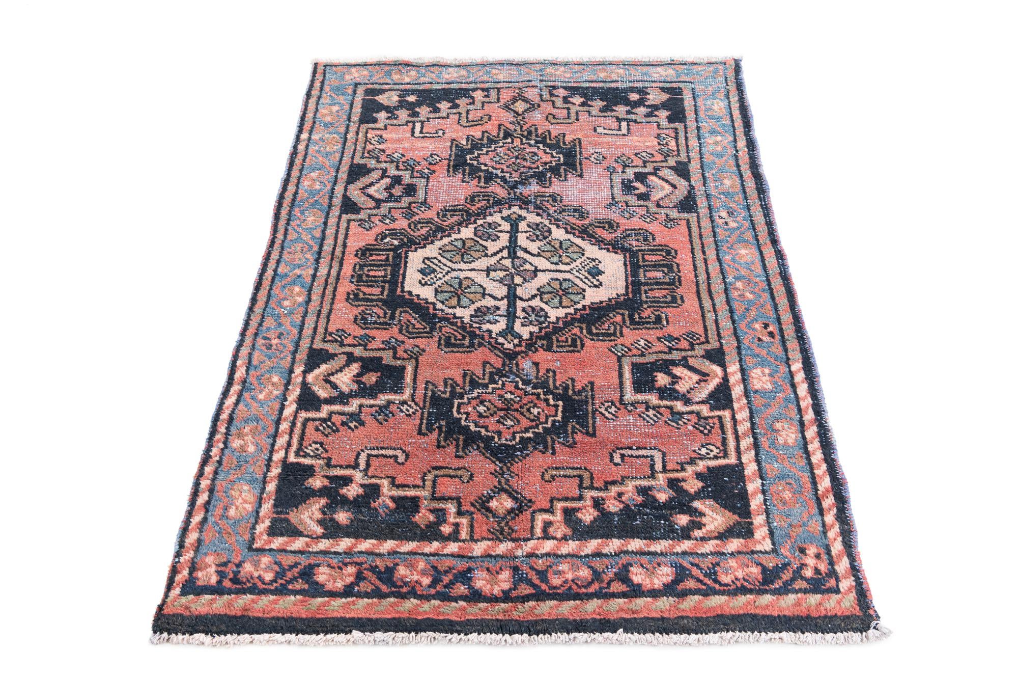 3' 4 x 4' 8 Hand Knotted Ultra Vintage Persian Wool Rug