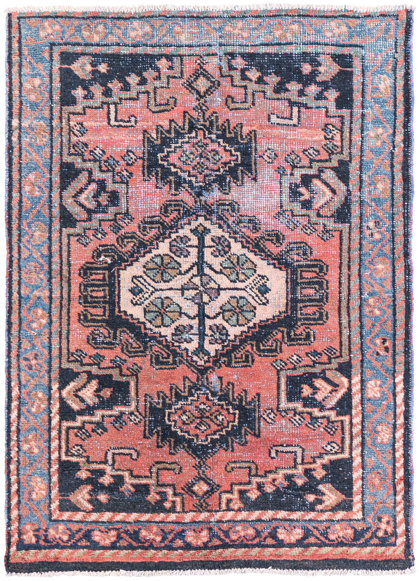 3' 4 x 4' 8 Hand Knotted Ultra Vintage Persian Wool Rug