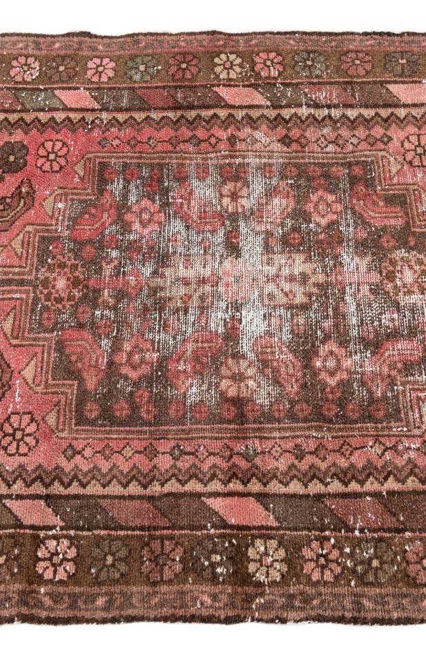 Detail image of 3' 3 x 6' 3 Hand Knotted Ultra Vintage Persian Wool Rug