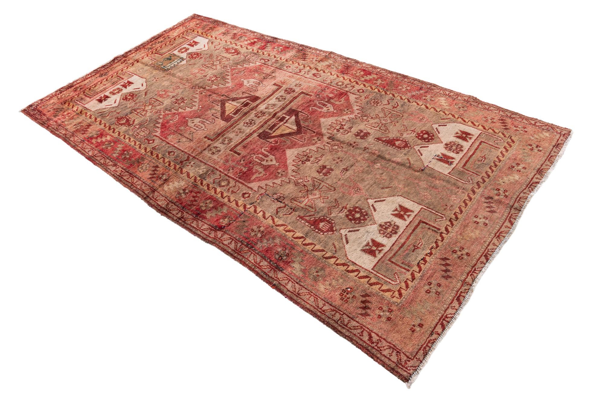 4' 5 x 8' Hand Knotted Ultra Vintage Persian Wool Rug