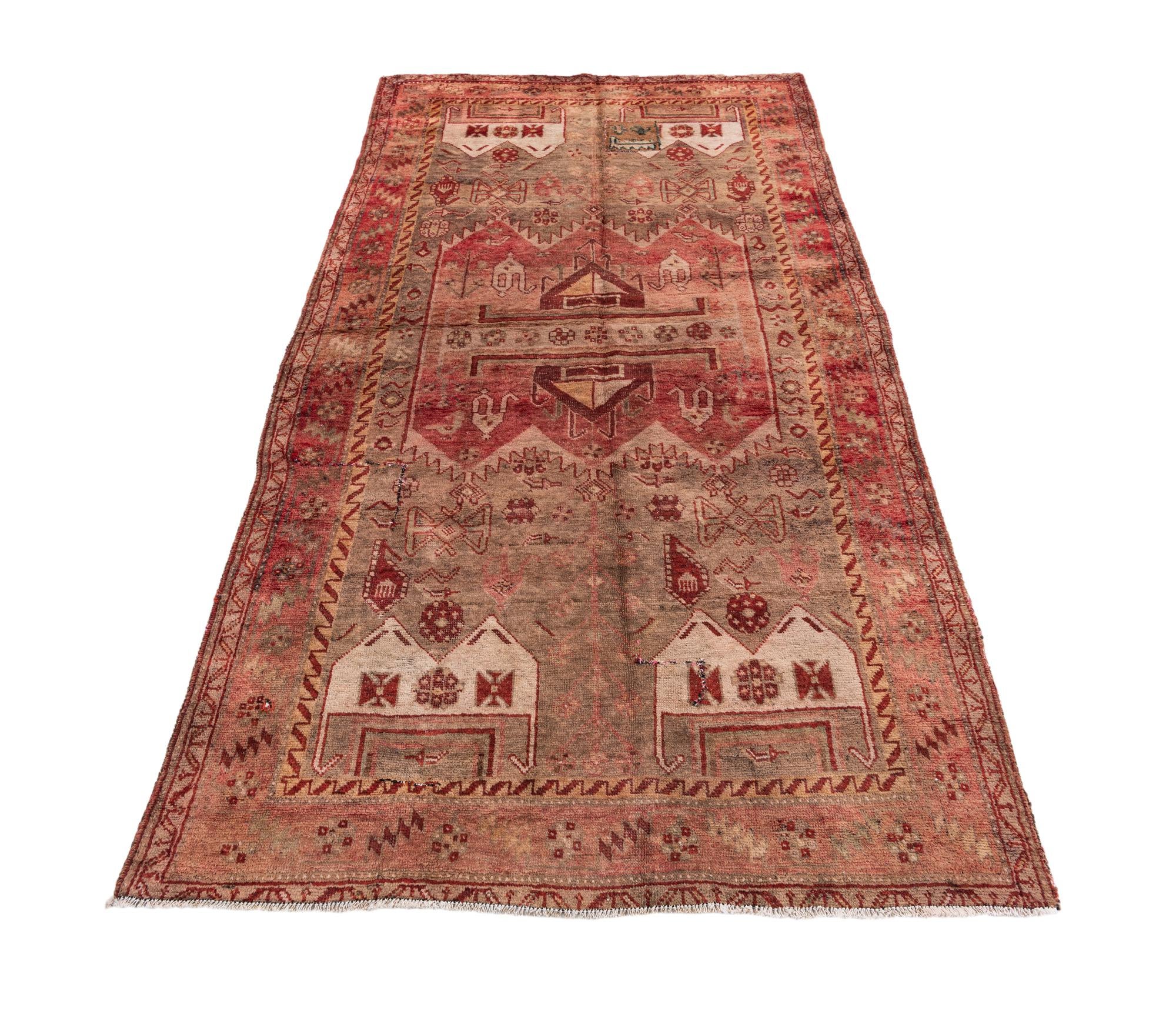4' 5 x 8' Hand Knotted Ultra Vintage Persian Wool Rug