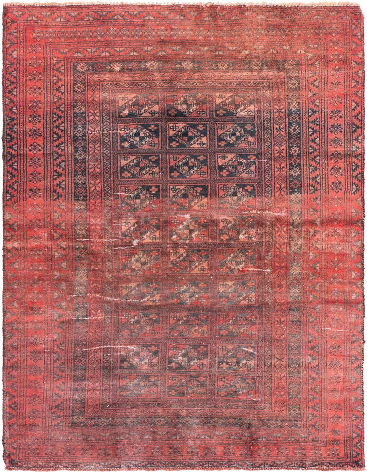 Detail image of 3' 9 x 5' 7 Hand Knotted Ultra Vintage Persian Wool Rug