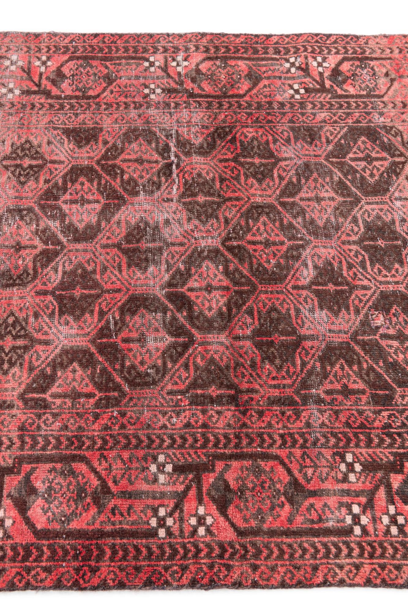 3' 7 x 7' Hand Knotted Ultra Vintage Persian Wool Rug