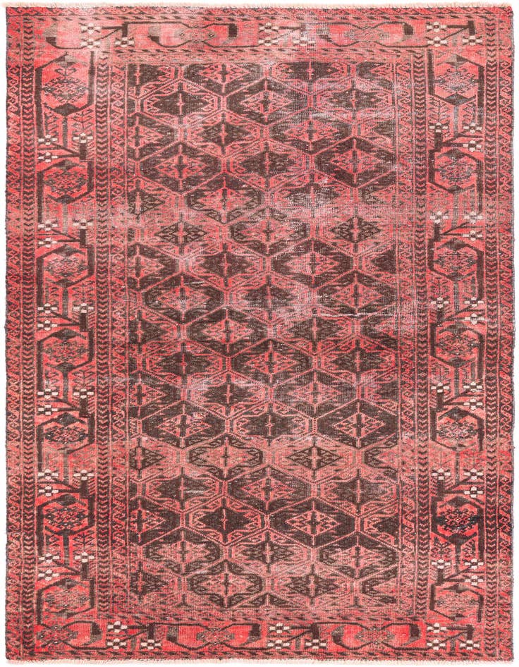 Detail image of 3' 7 x 7' Hand Knotted Ultra Vintage Persian Wool Rug