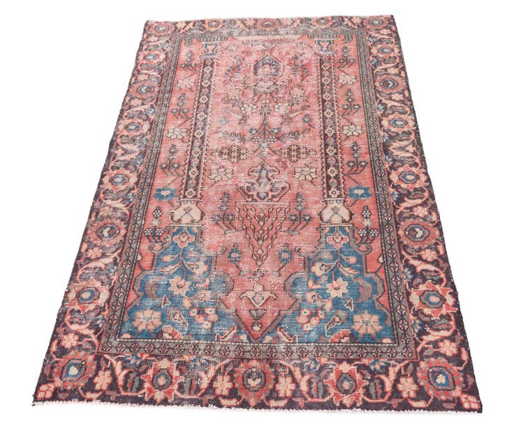 Detail image of 3' 9 x 5' 10 Hand Knotted Ultra Vintage Persian Wool Rug