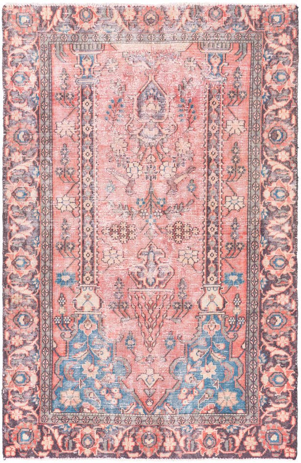 Detail image of 3' 9 x 5' 10 Hand Knotted Ultra Vintage Persian Wool Rug