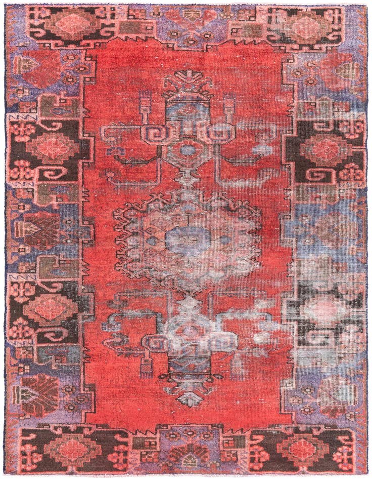 Detail image of 4' x 7' 6 Hand Knotted Ultra Vintage Persian Wool Rug