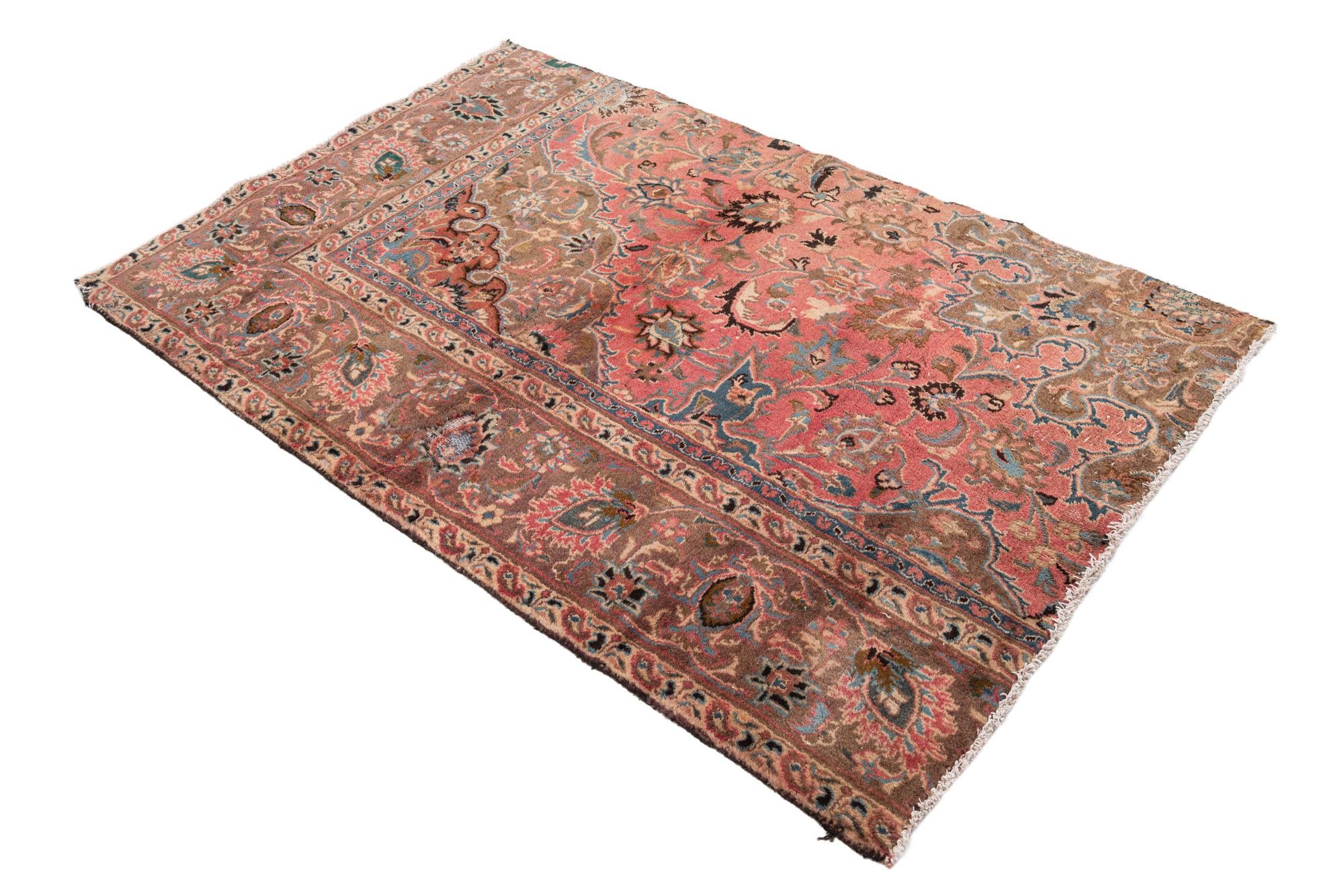 3' 9 x 5' 10 Hand Knotted Ultra Vintage Persian Wool Rug