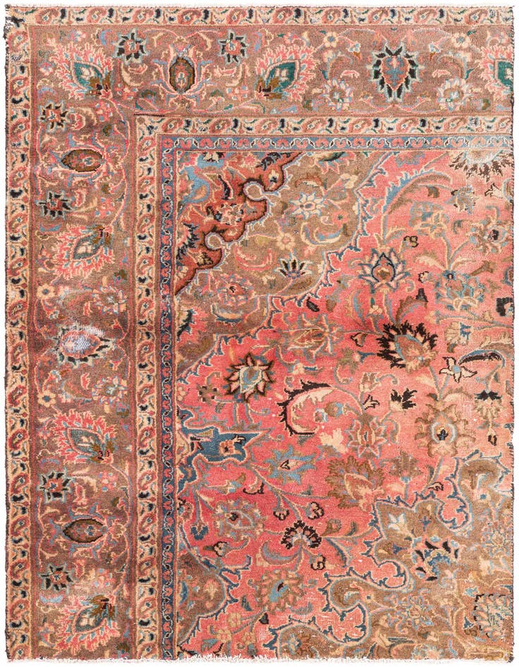 Detail image of 3' 9 x 5' 10 Hand Knotted Ultra Vintage Persian Wool Rug