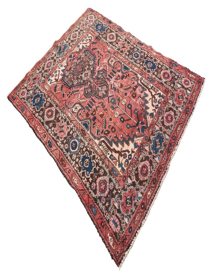 Detail image of 4' 7 x 6'  Hand Knotted Ultra Vintage Persian Wool Rug