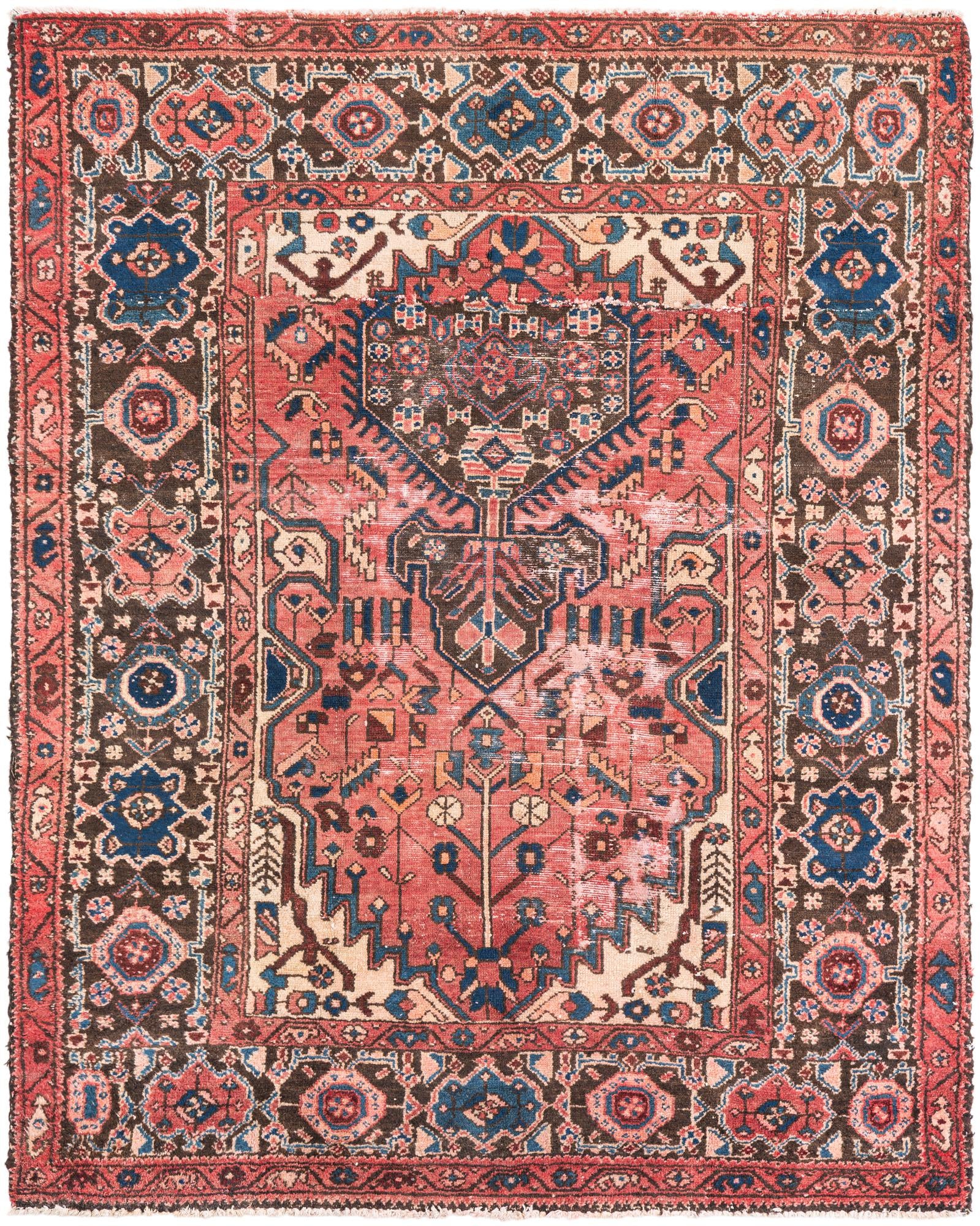 4' 7 x 6' Hand Knotted Ultra Vintage Persian Wool Rug
