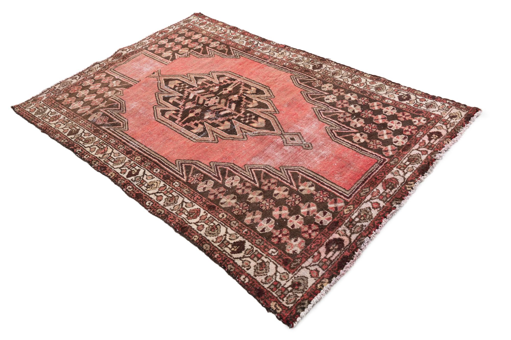 4' 2 x 6' 1 Hand Knotted Ultra Vintage Persian Wool Rug