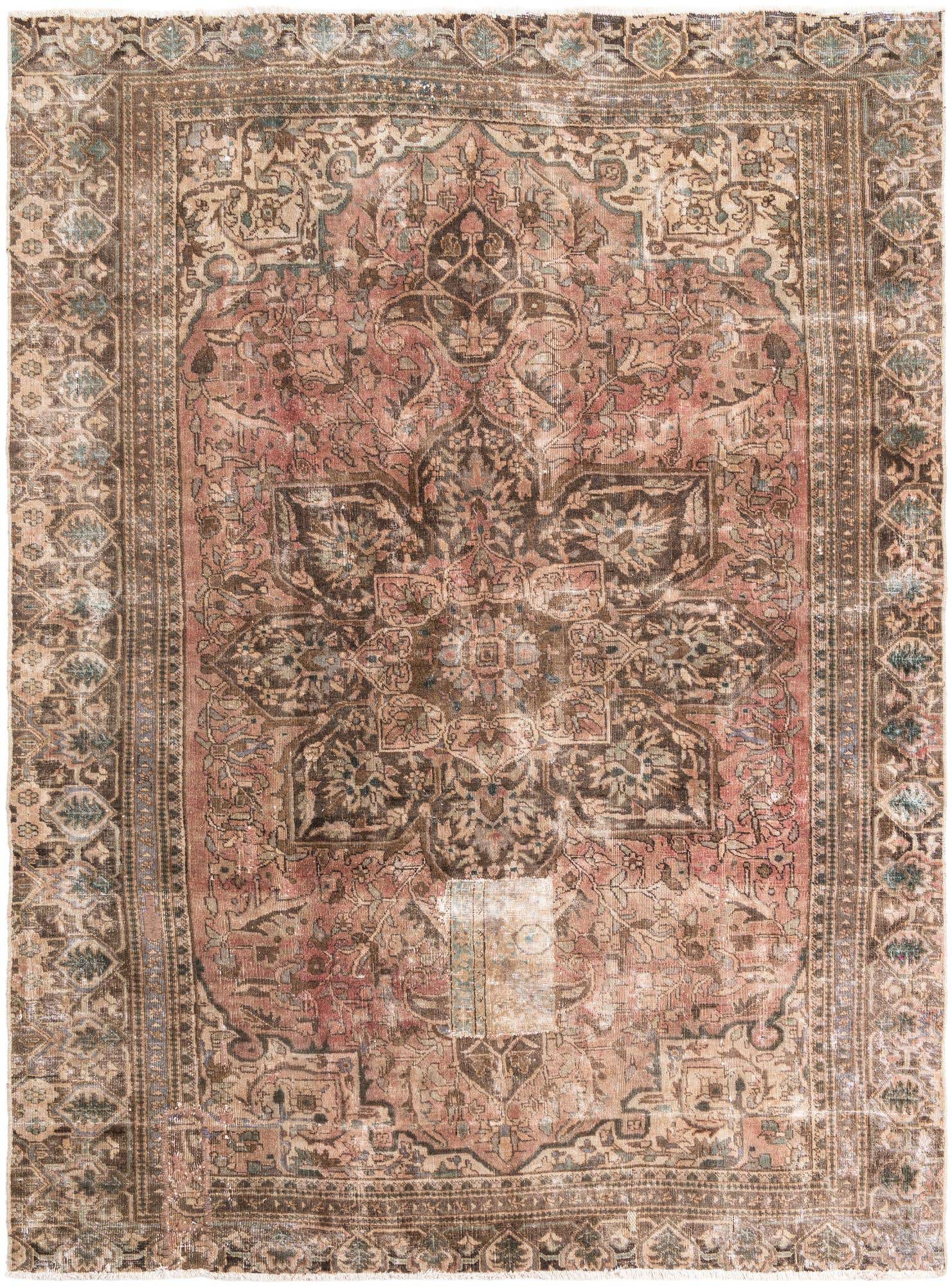 7' 1 x 9' 9 Hand Knotted Ultra Vintage Persian Wool Rug