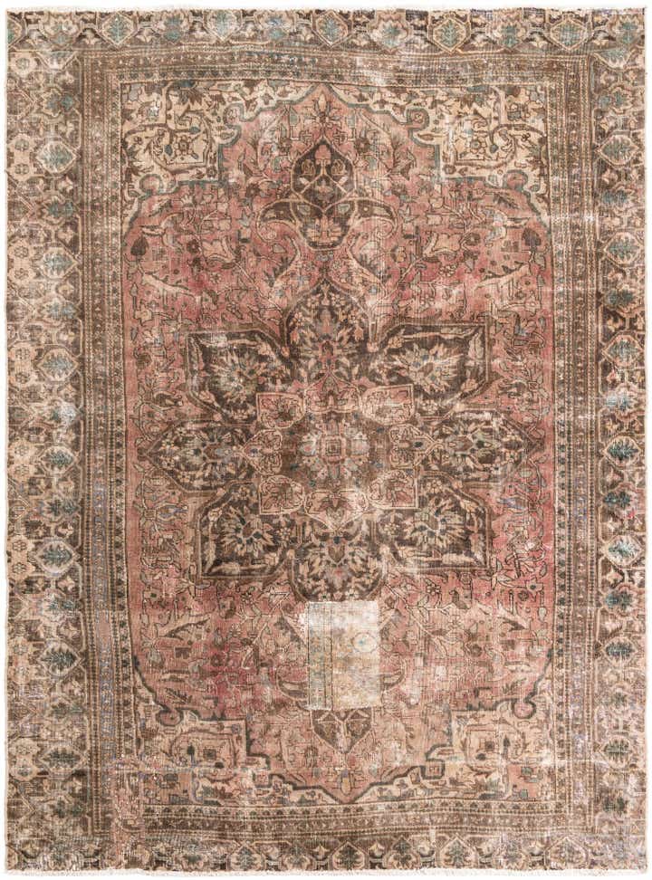 7' 1 x 9' 9 Hand Knotted Ultra Vintage Persian Wool Rug