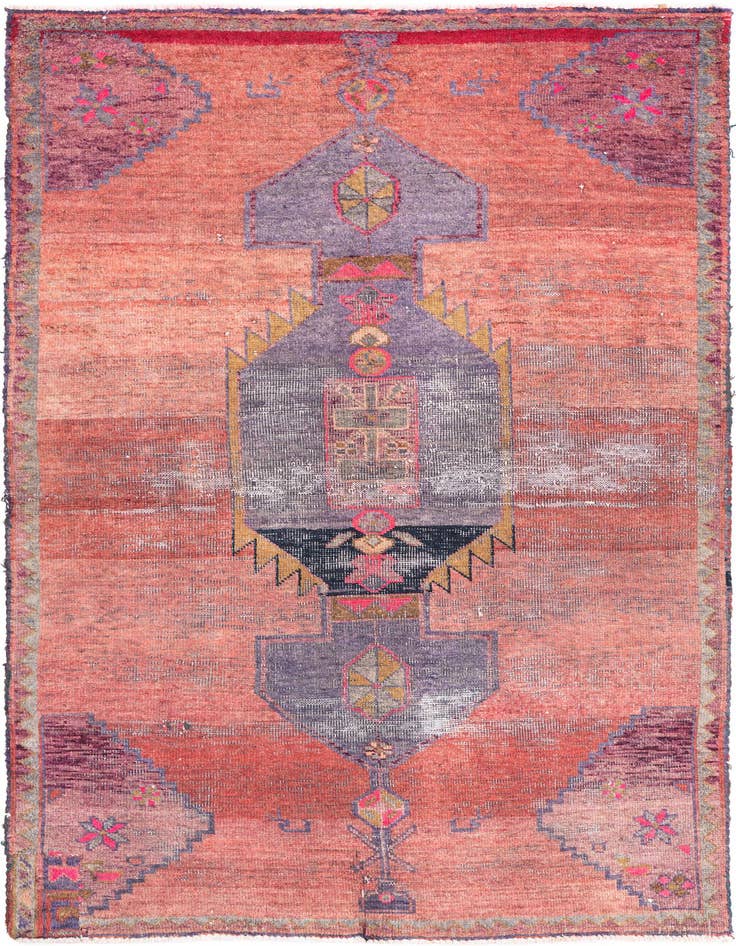 Detail image of 4' 1 x 6' 6 Hand Knotted Ultra Vintage Persian Wool Rug