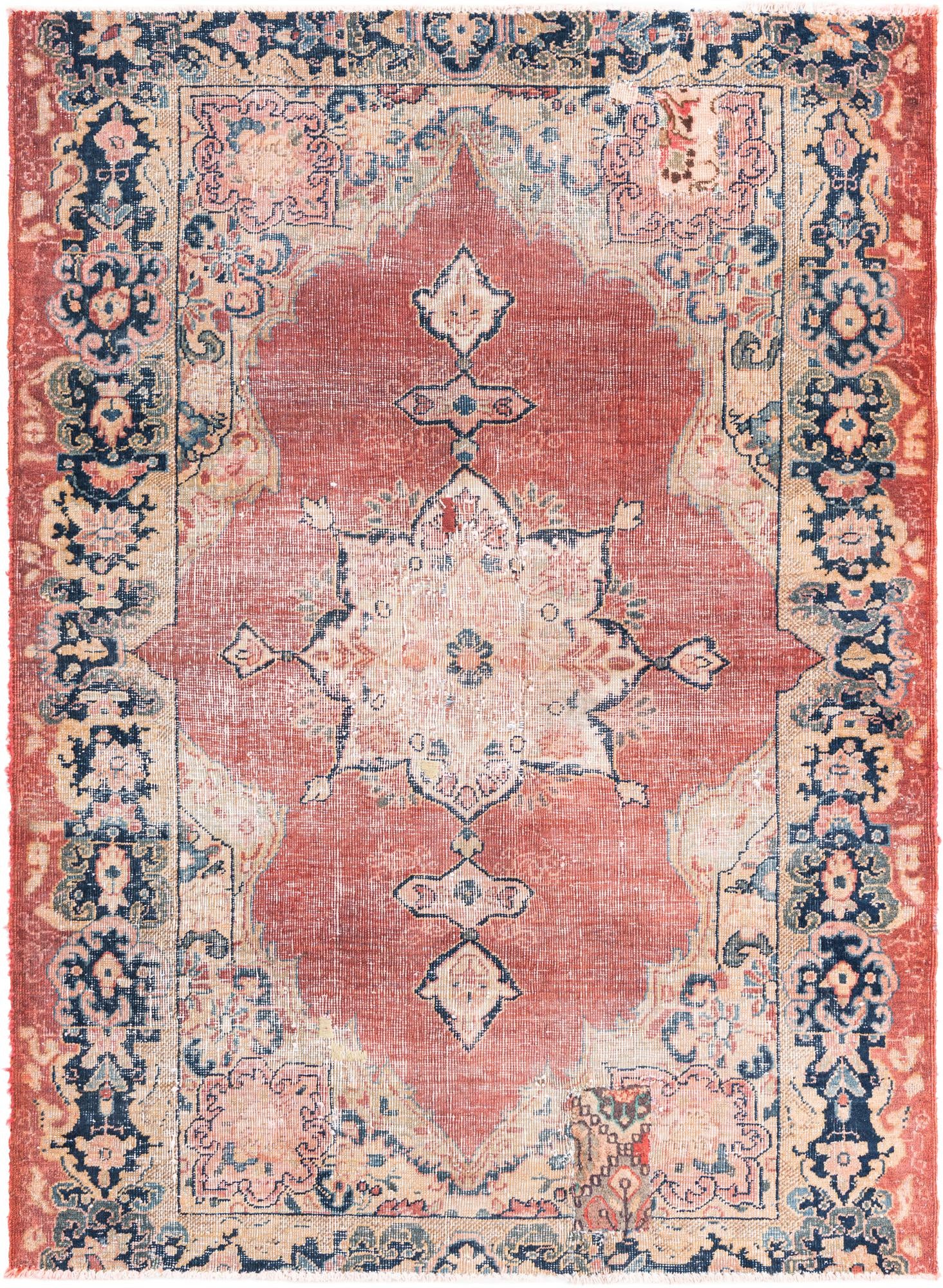 4' 4 x 6' 1 Hand Knotted Ultra Vintage Persian Wool Rug