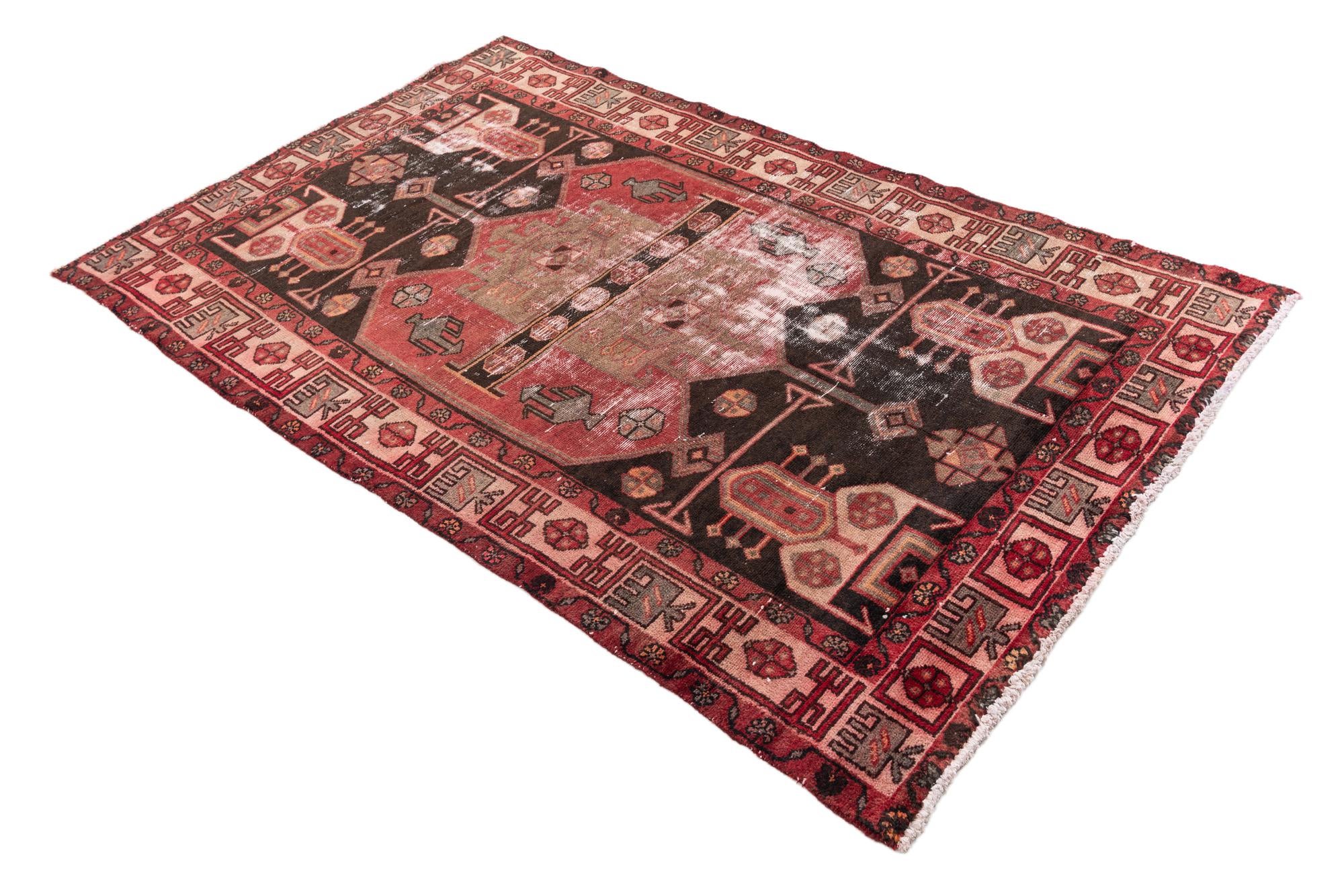 4' 3 x 7' 1 Hand Knotted Ultra Vintage Persian Wool Rug