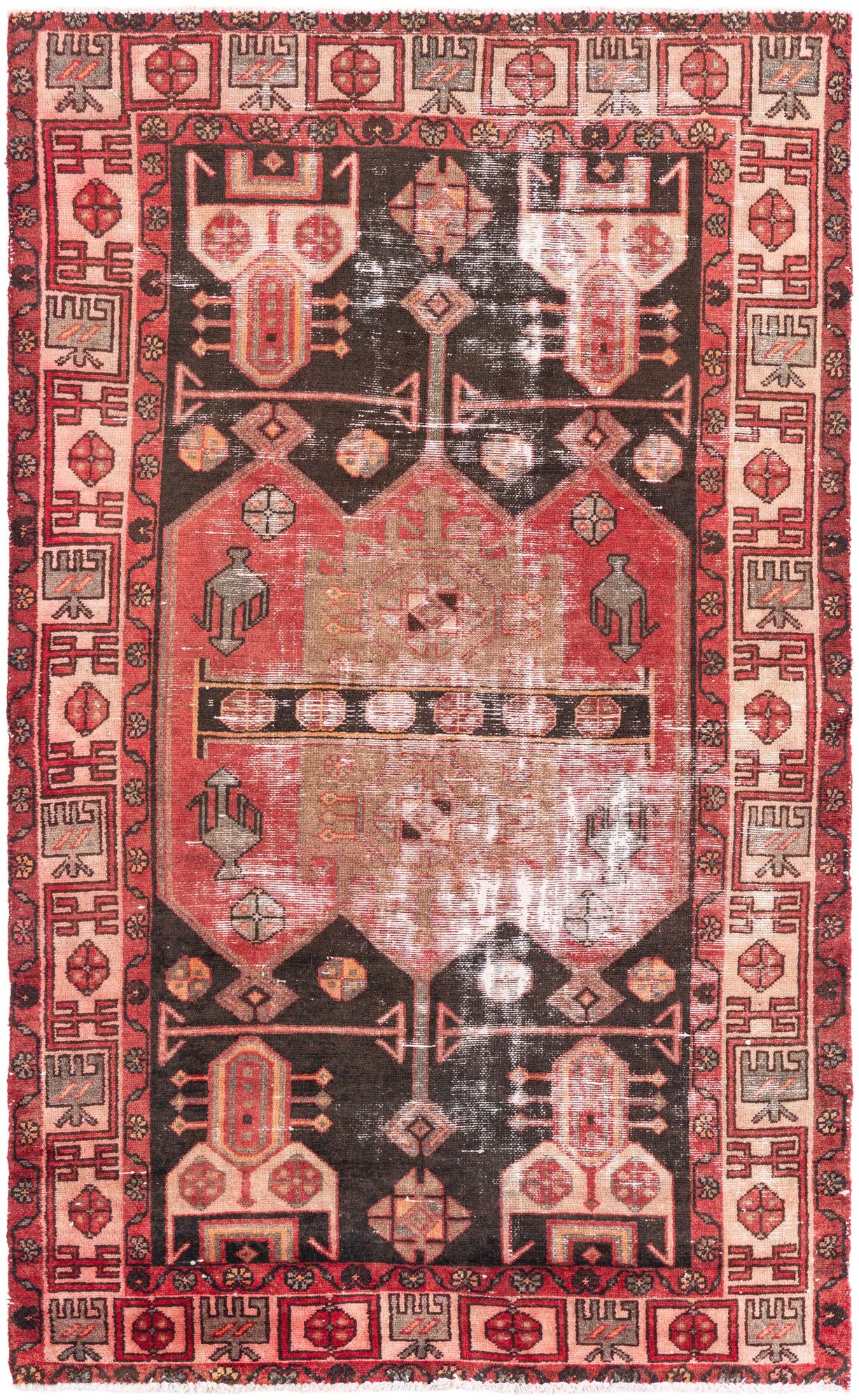4' 3 x 7' 1 Hand Knotted Ultra Vintage Persian Wool Rug