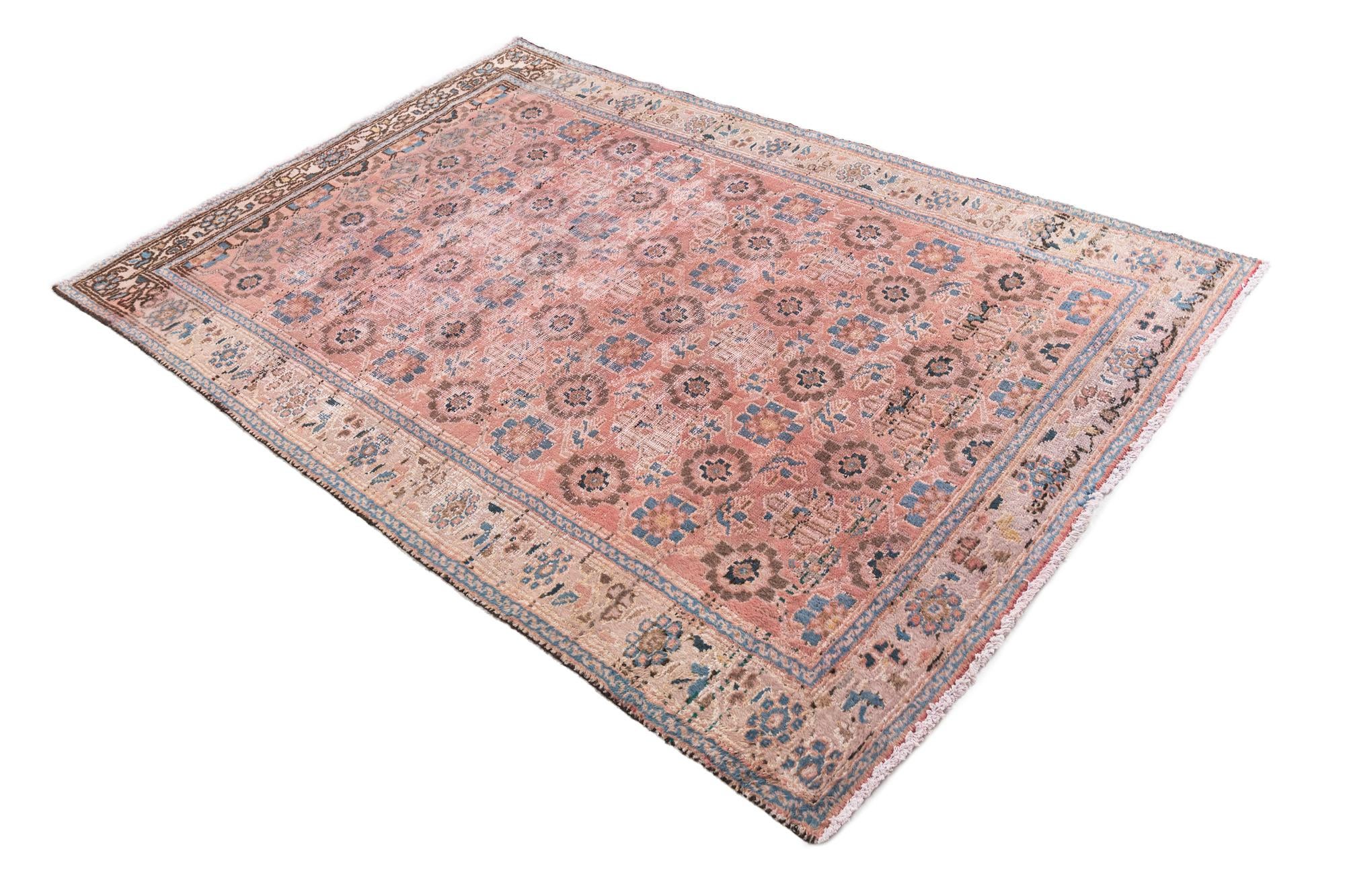 4' 2 x 6' 2 Hand Knotted Ultra Vintage Persian Wool Rug