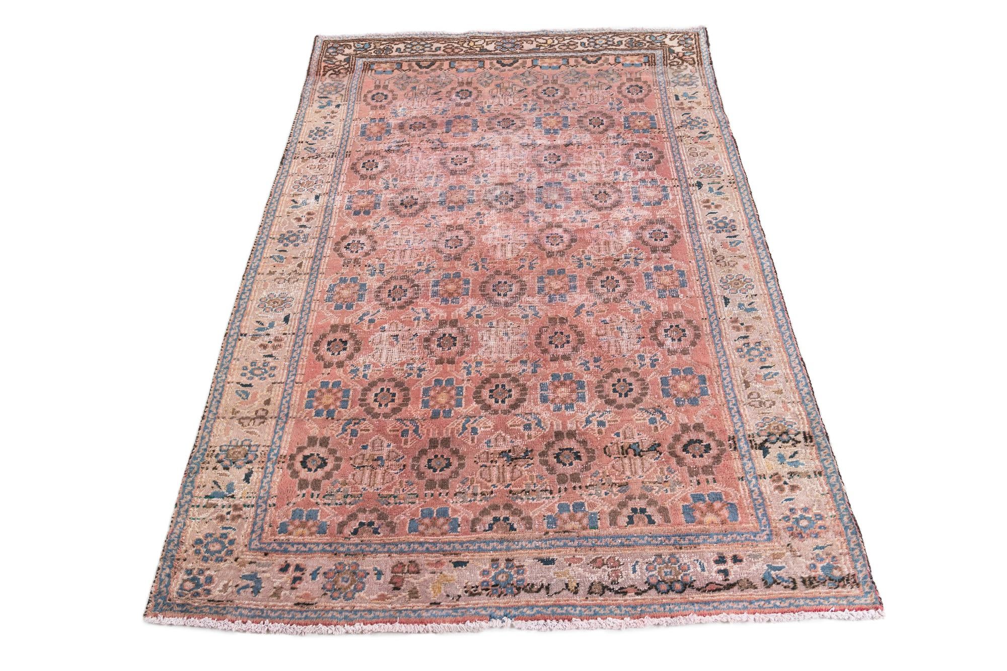 4' 2 x 6' 2 Hand Knotted Ultra Vintage Persian Wool Rug