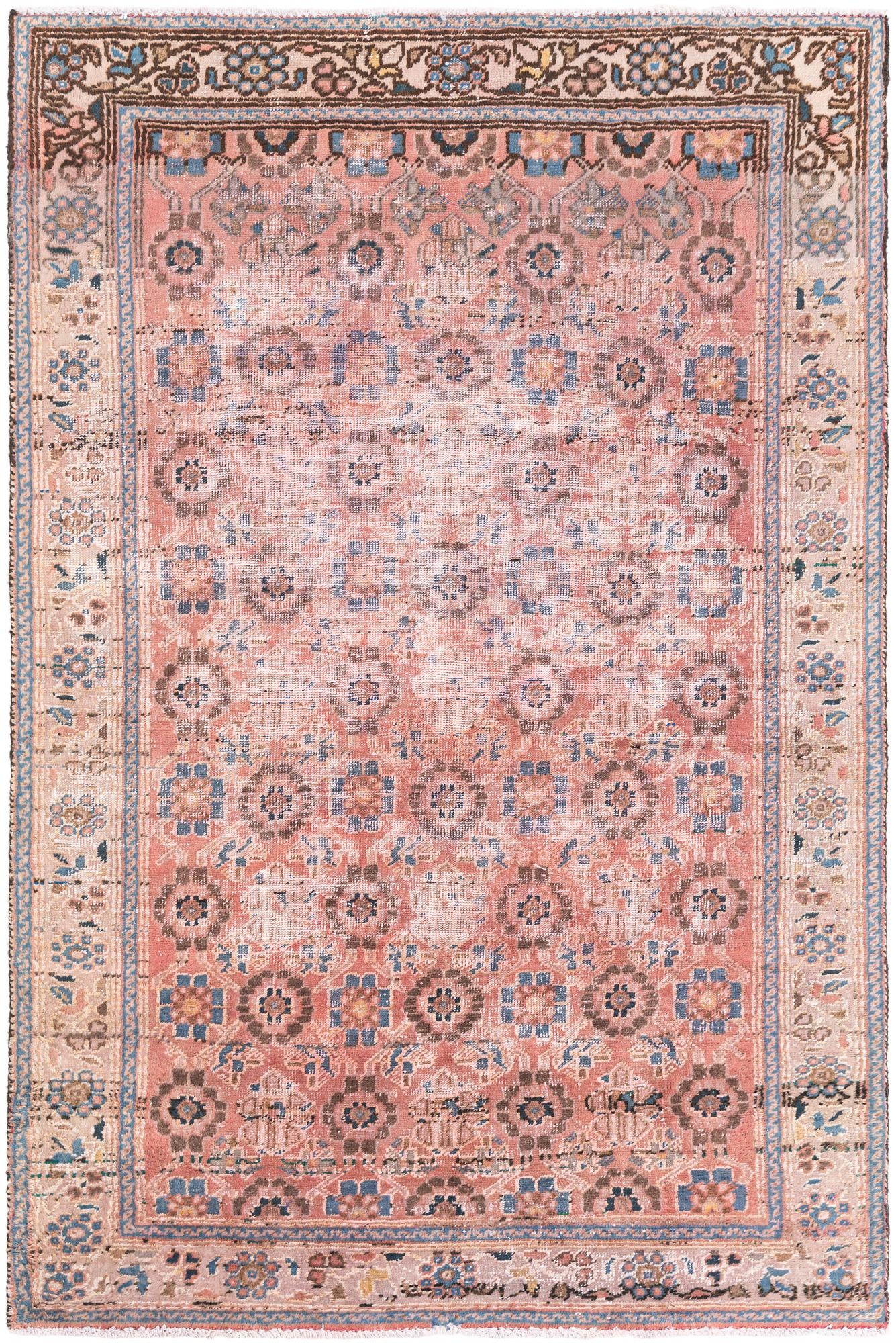 4' 2 x 6' 2 Hand Knotted Ultra Vintage Persian Wool Rug