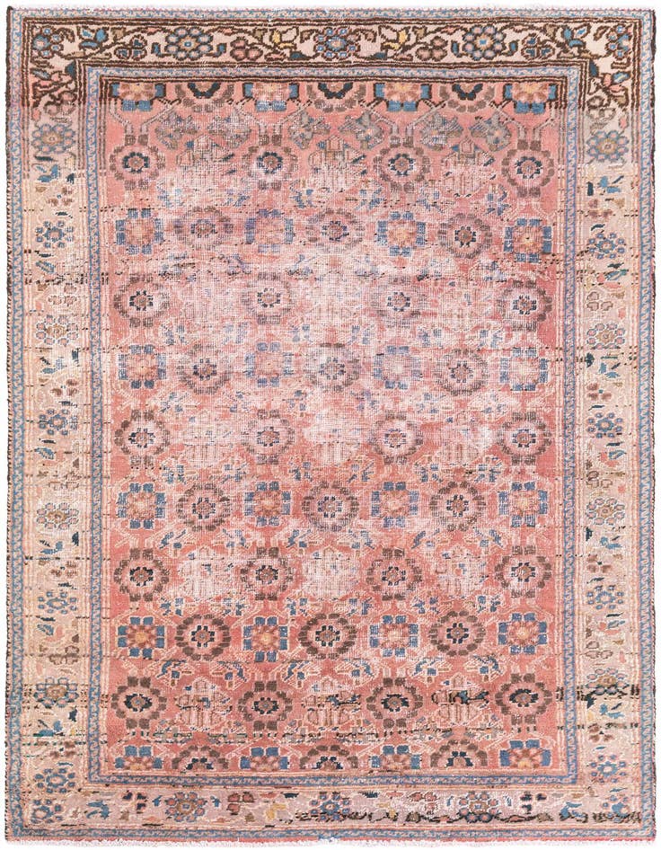 Detail image of 4' 2 x 6' 2 Hand Knotted Ultra Vintage Persian Wool Rug