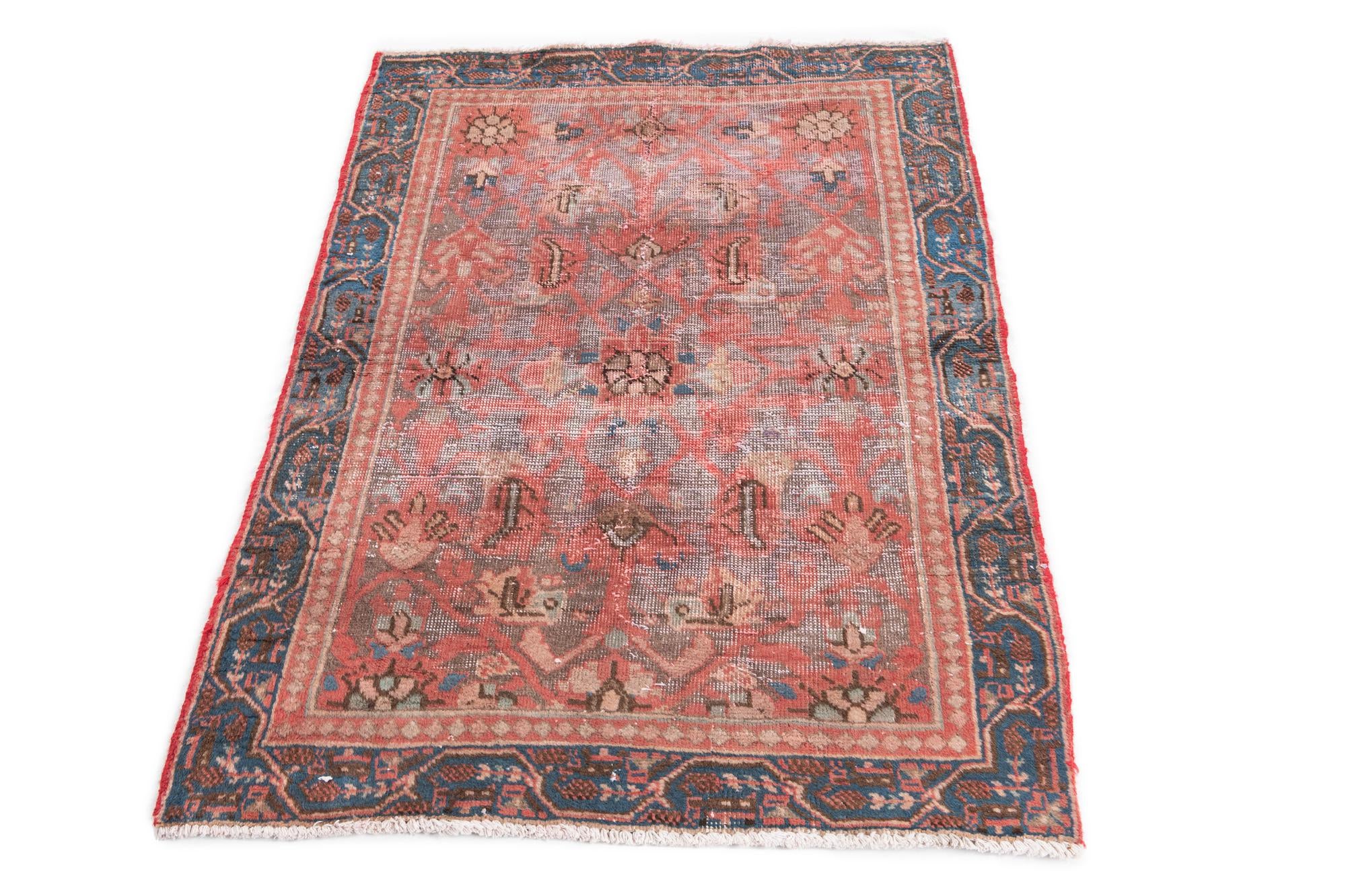 3' 6 x 4' 9 Hand Knotted Ultra Vintage Persian Wool Rug
