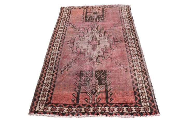 Detail image of 4' 1 x 6' 7 Hand Knotted Ultra Vintage Persian Wool Rug