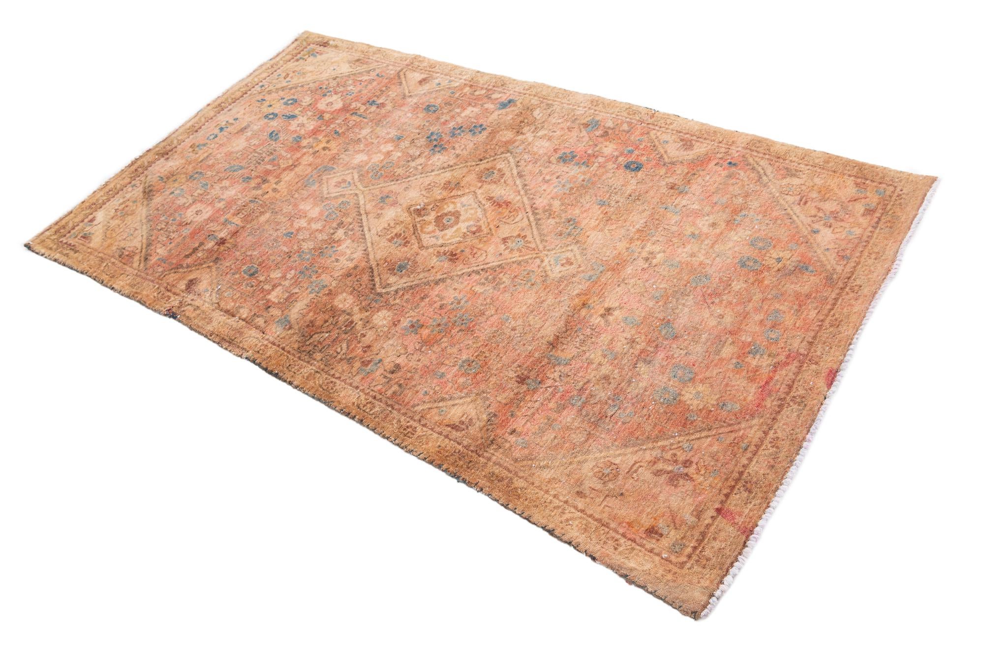 3' 4 x 5' 9 Hand Knotted Ultra Vintage Persian Wool Rug