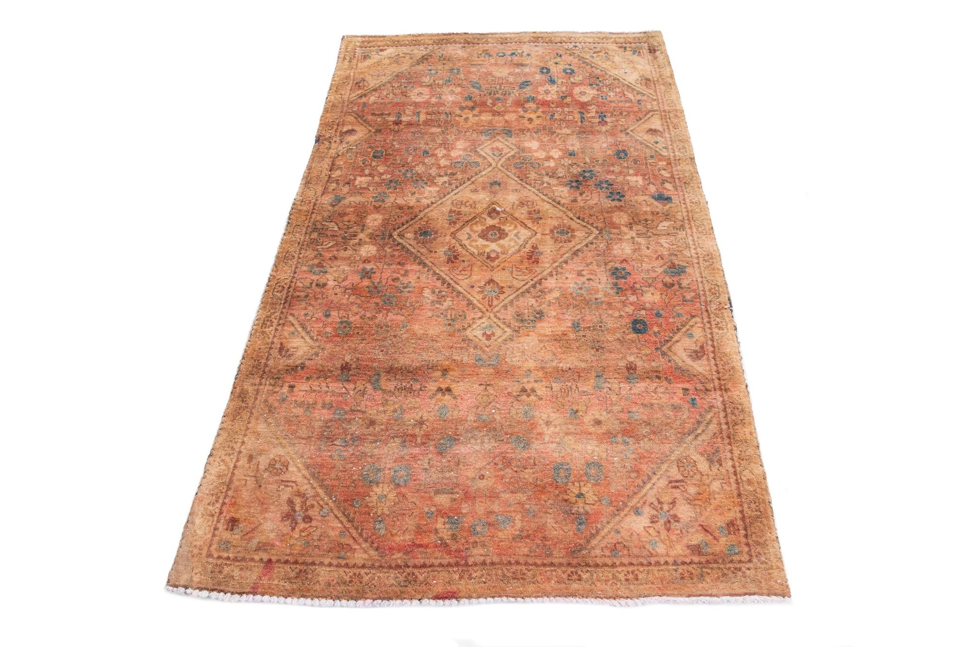 3' 4 x 5' 9 Hand Knotted Ultra Vintage Persian Wool Rug