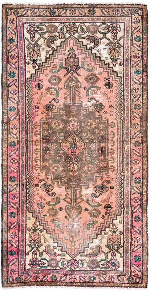 Detailansicht von 100cm x 195cm Handgeknüpft Ultra Vintage Persisch Wolle Teppich