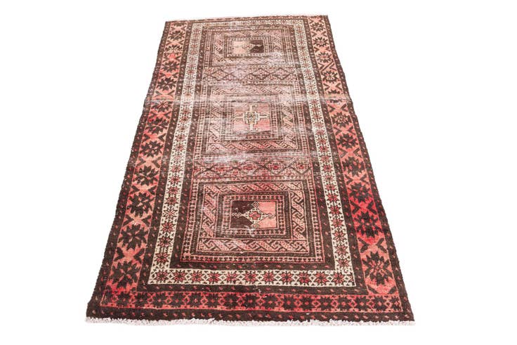 Detail image of 3' 2 x 6' Hand Knotted Ultra Vintage Persian Wool Rug