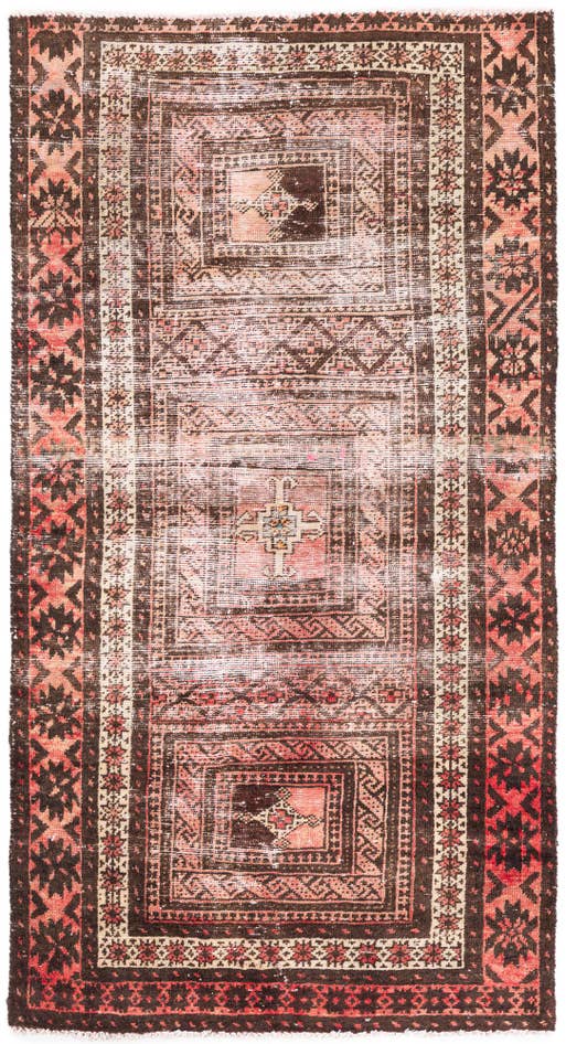 Detail image of 3' 2 x 6' Hand Knotted Ultra Vintage Persian Wool Rug