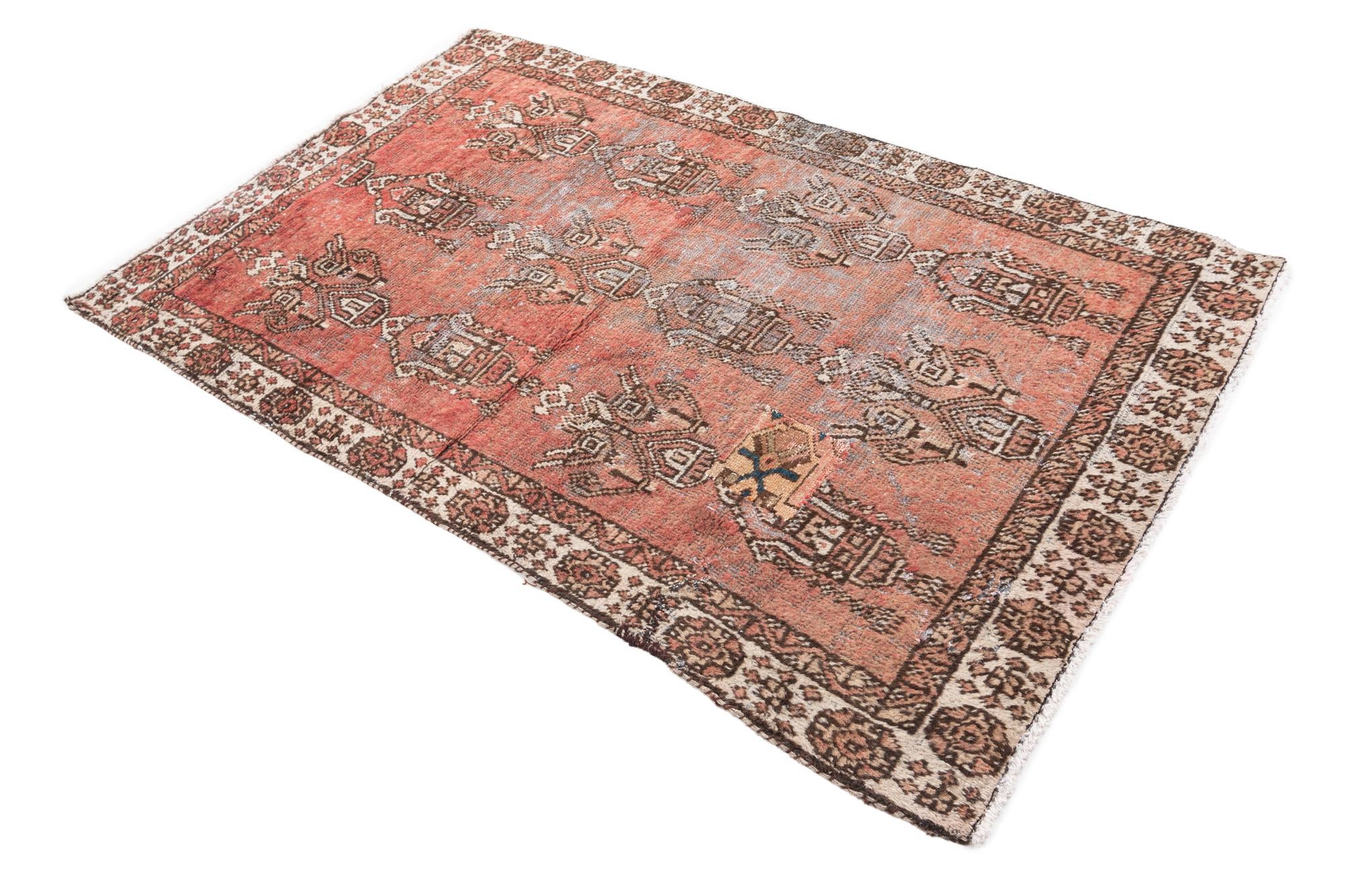 3' 8 x 6' Hand Knotted Ultra Vintage Persian Wool Rug
