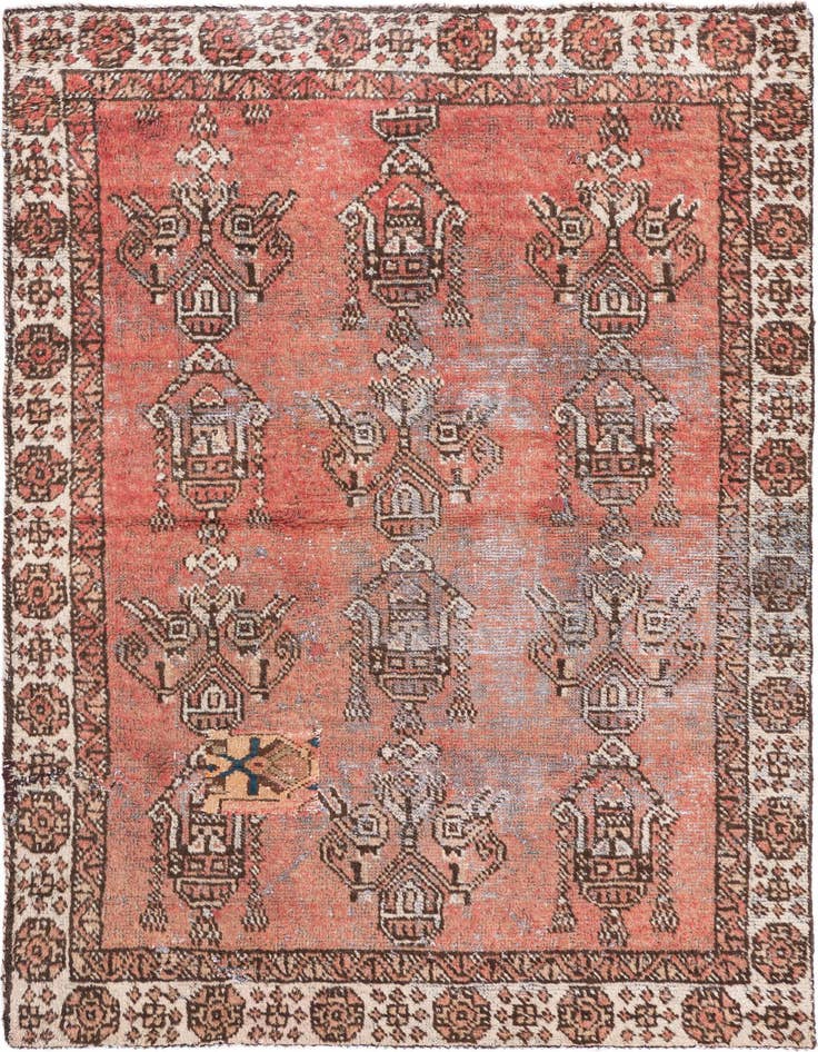 Detail image of 3' 8 x 6' Hand Knotted Ultra Vintage Persian Wool Rug