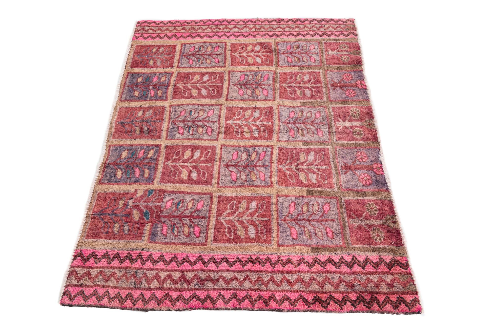 3' 4 x 4' 9 Hand Knotted Ultra Vintage Persian Wool Rug