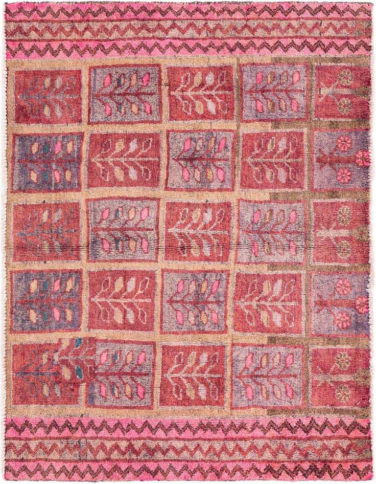 Detail image of 3' 4 x 4' 9 Hand Knotted Ultra Vintage Persian Wool Rug